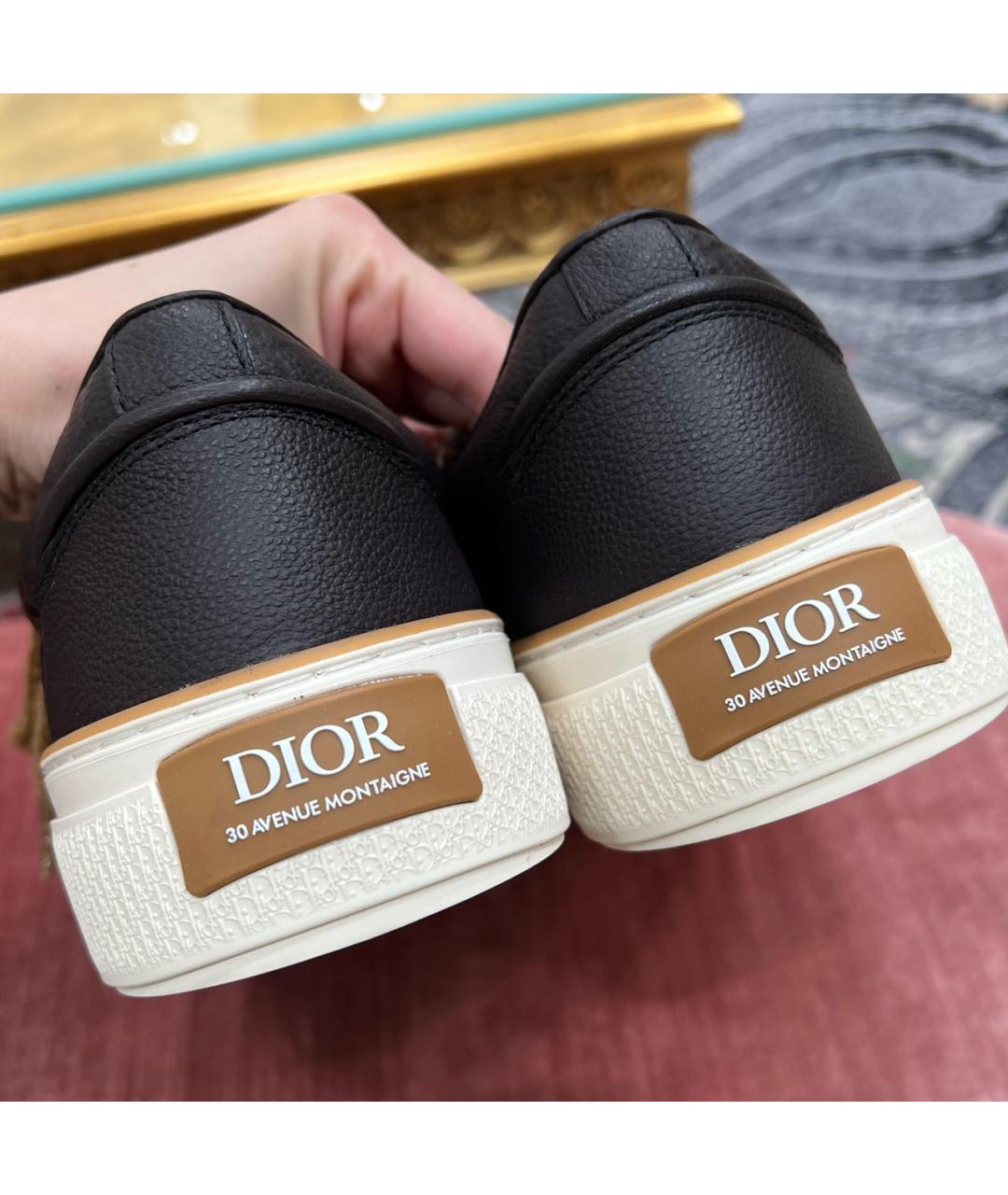 CHRISTIAN DIOR Коричневые кожаные низкие кроссовки / кеды, фото 3