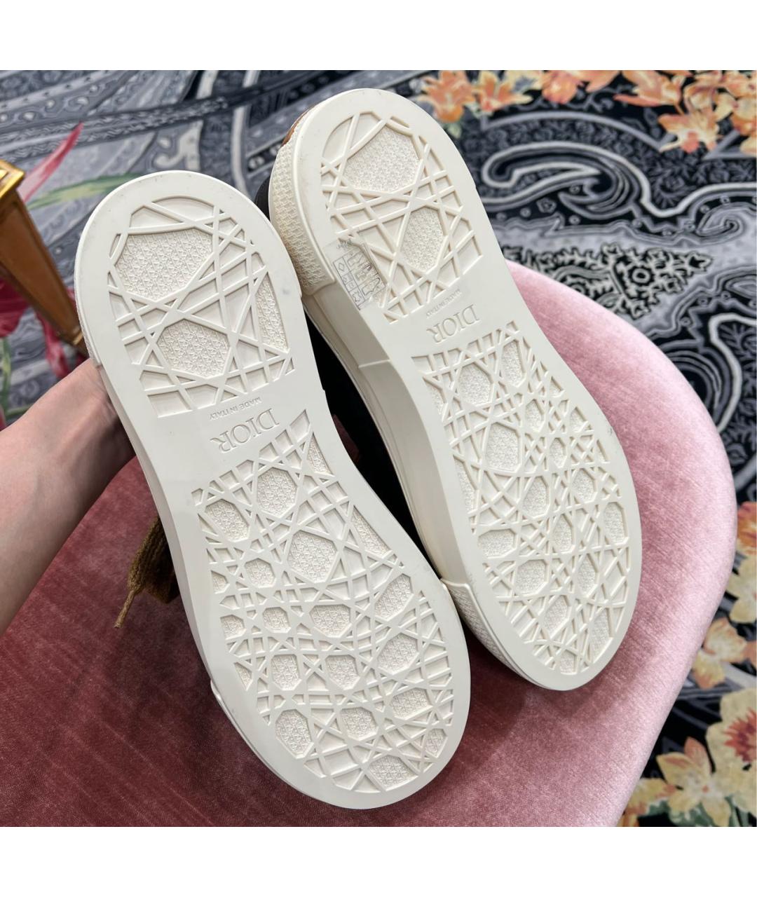 CHRISTIAN DIOR Коричневые кожаные низкие кроссовки / кеды, фото 4