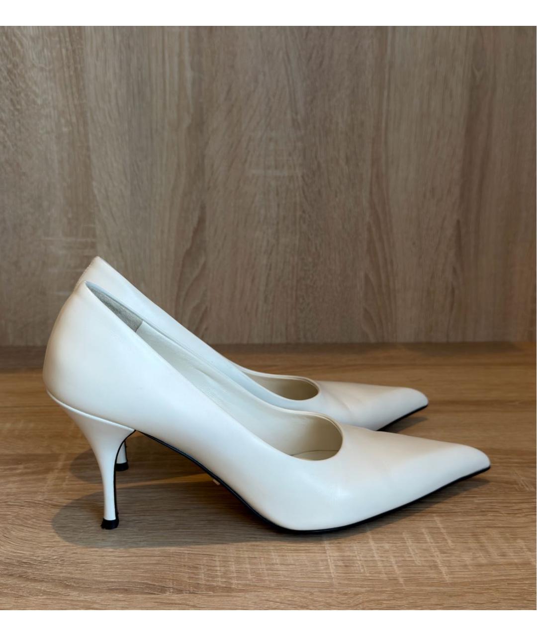 PRADA Белые кожаные туфли, фото 6
