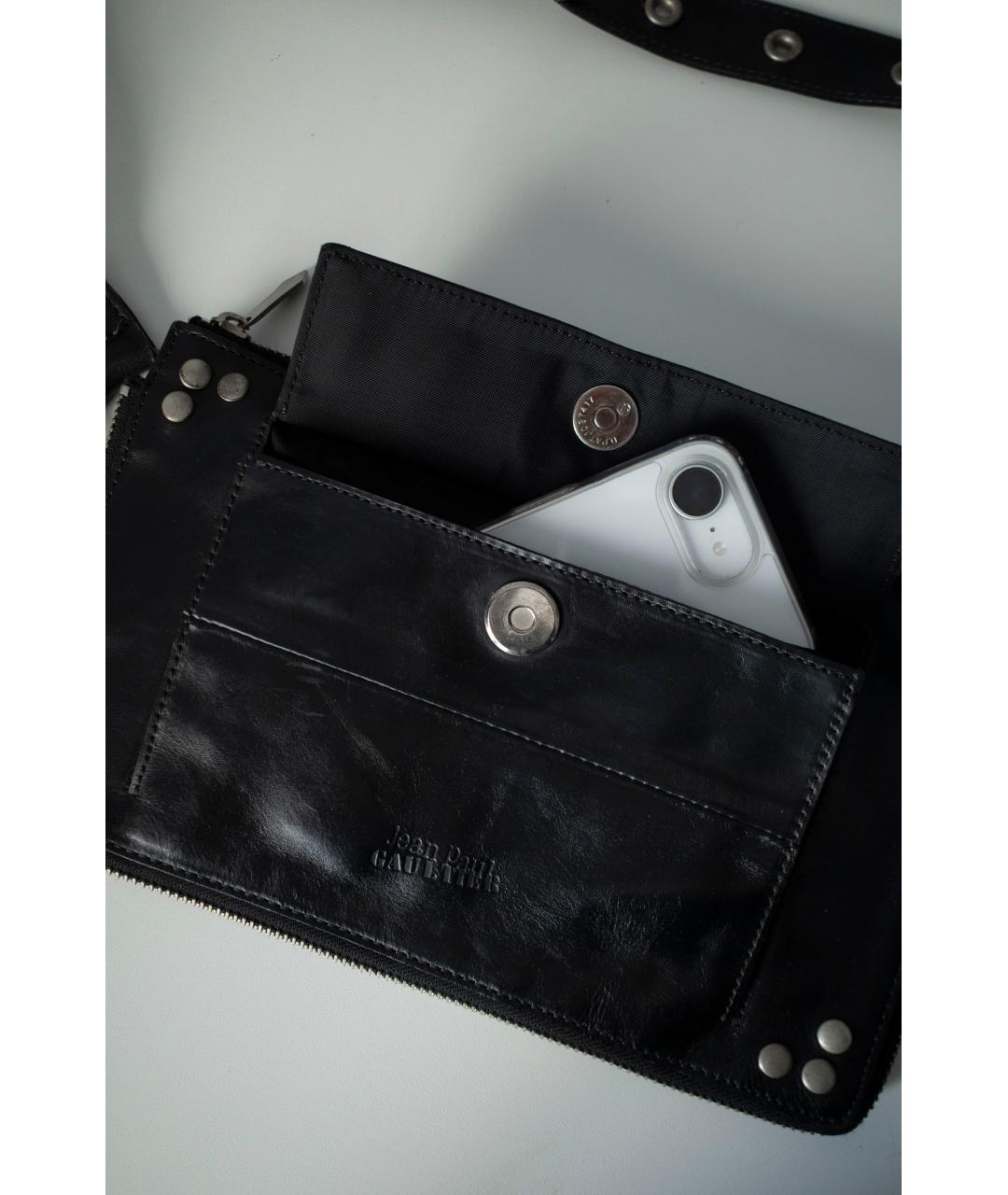 JEAN PAUL GAULTIER Черная кожаная поясная сумка, фото 3