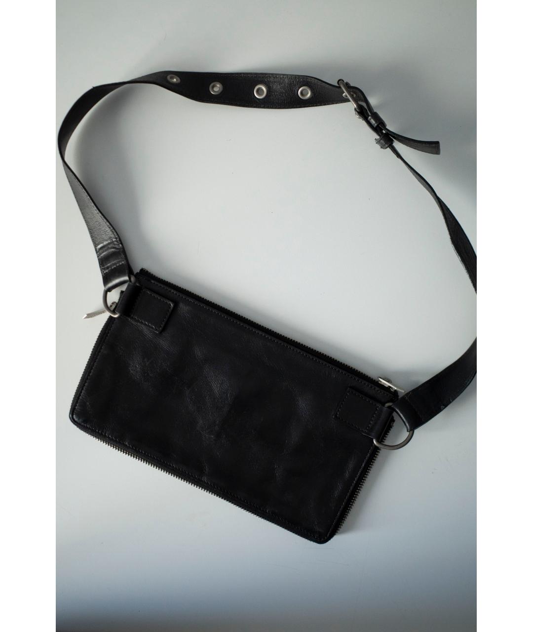 JEAN PAUL GAULTIER Черная кожаная поясная сумка, фото 4