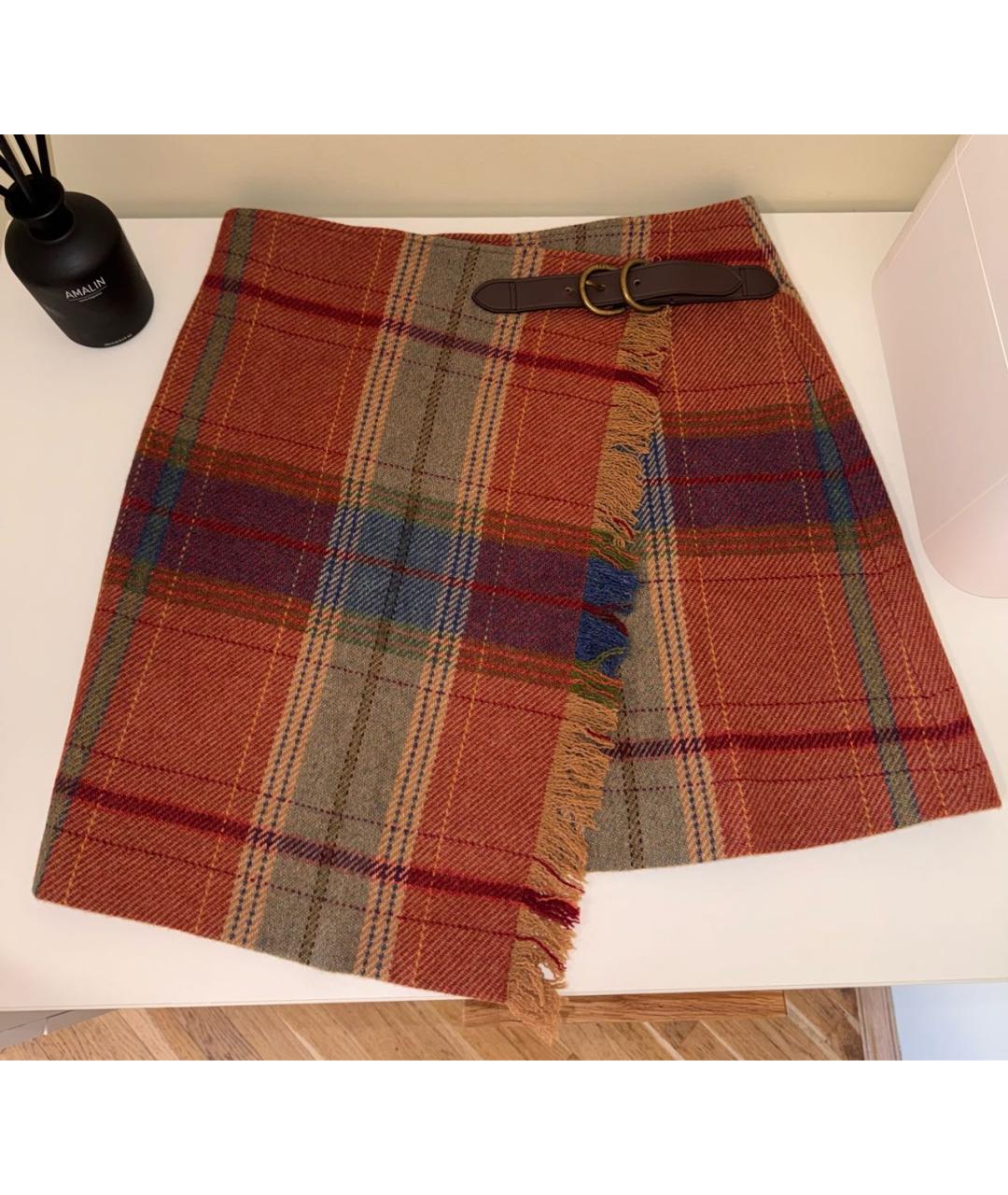 POLO RALPH LAUREN Мульти шерстяная юбка мини, фото 8