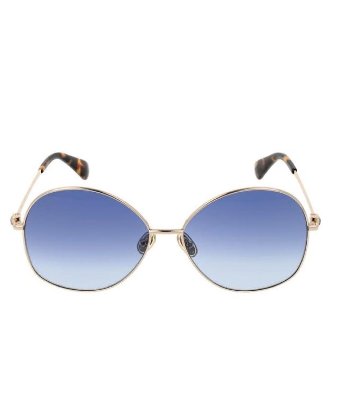 MAX MARA Золотые металлические солнцезащитные очки, фото 9