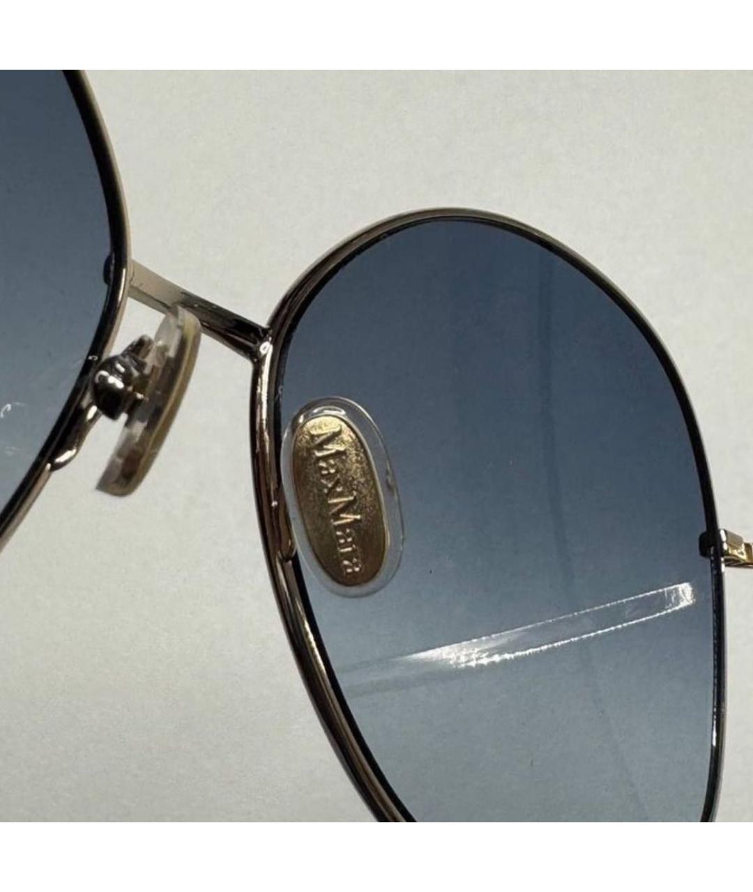 MAX MARA Золотые металлические солнцезащитные очки, фото 6