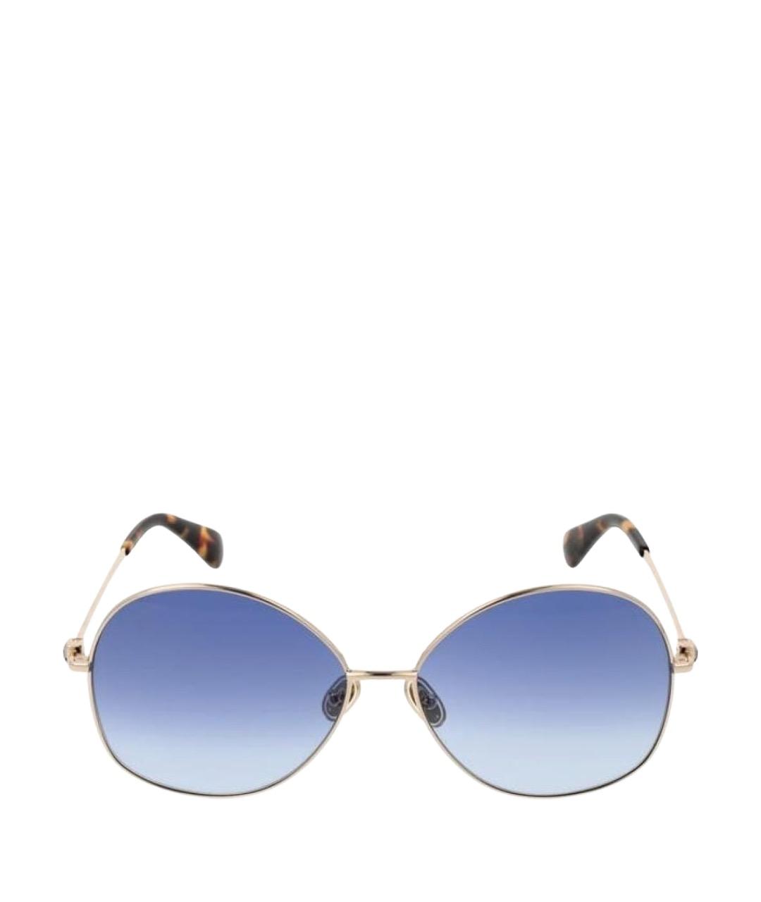 MAX MARA Золотые металлические солнцезащитные очки, фото 1