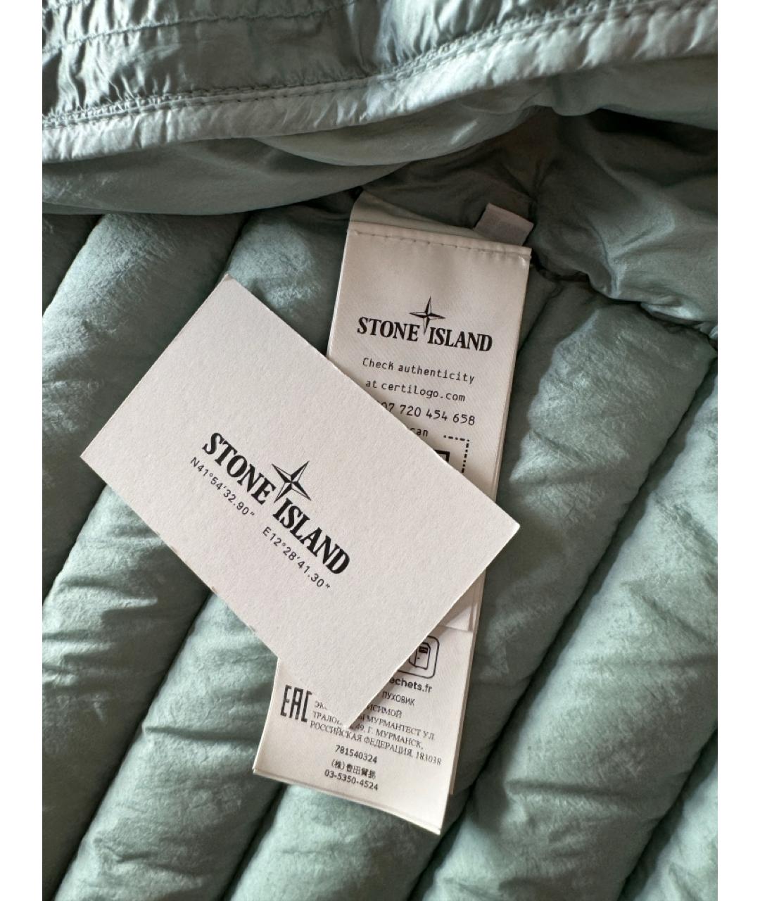 STONE ISLAND Зеленый полиамидовый пуховик, фото 7