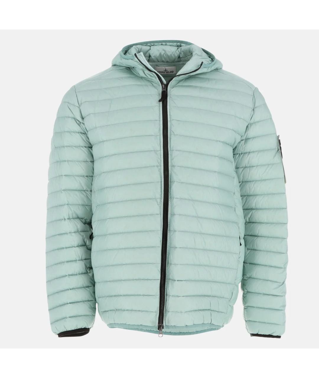 STONE ISLAND Зеленый полиамидовый пуховик, фото 9