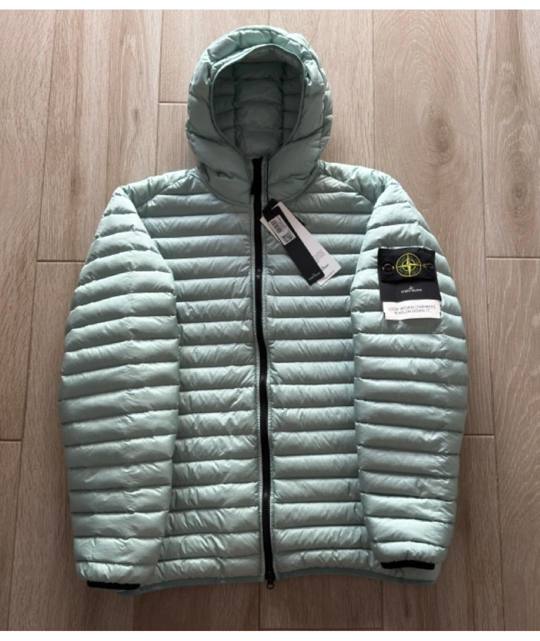 STONE ISLAND Зеленый полиамидовый пуховик, фото 2