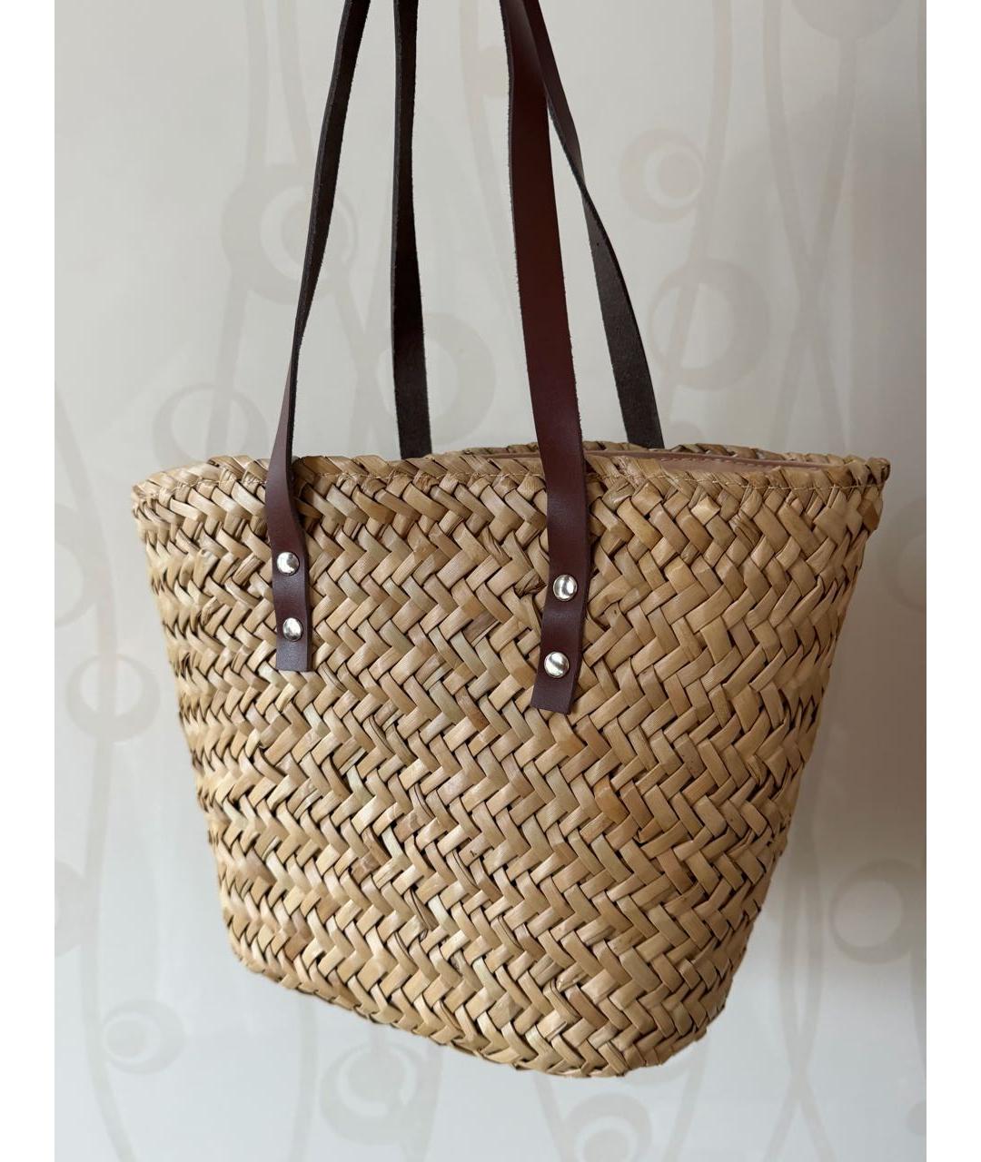 BVLGARI Бежевая пелетеная пляжная сумка, фото 5