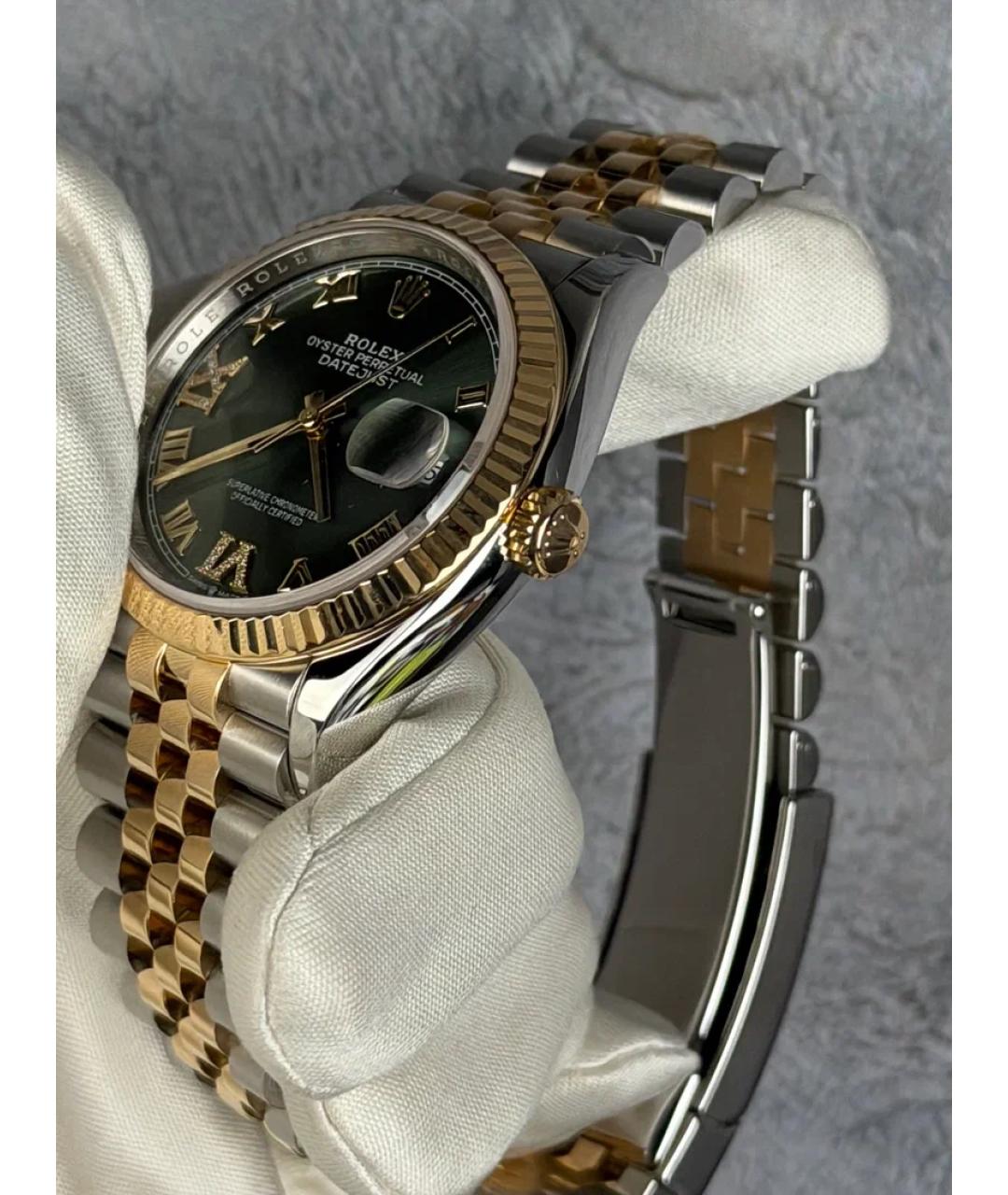 ROLEX Зеленые часы из желтого золота, фото 2