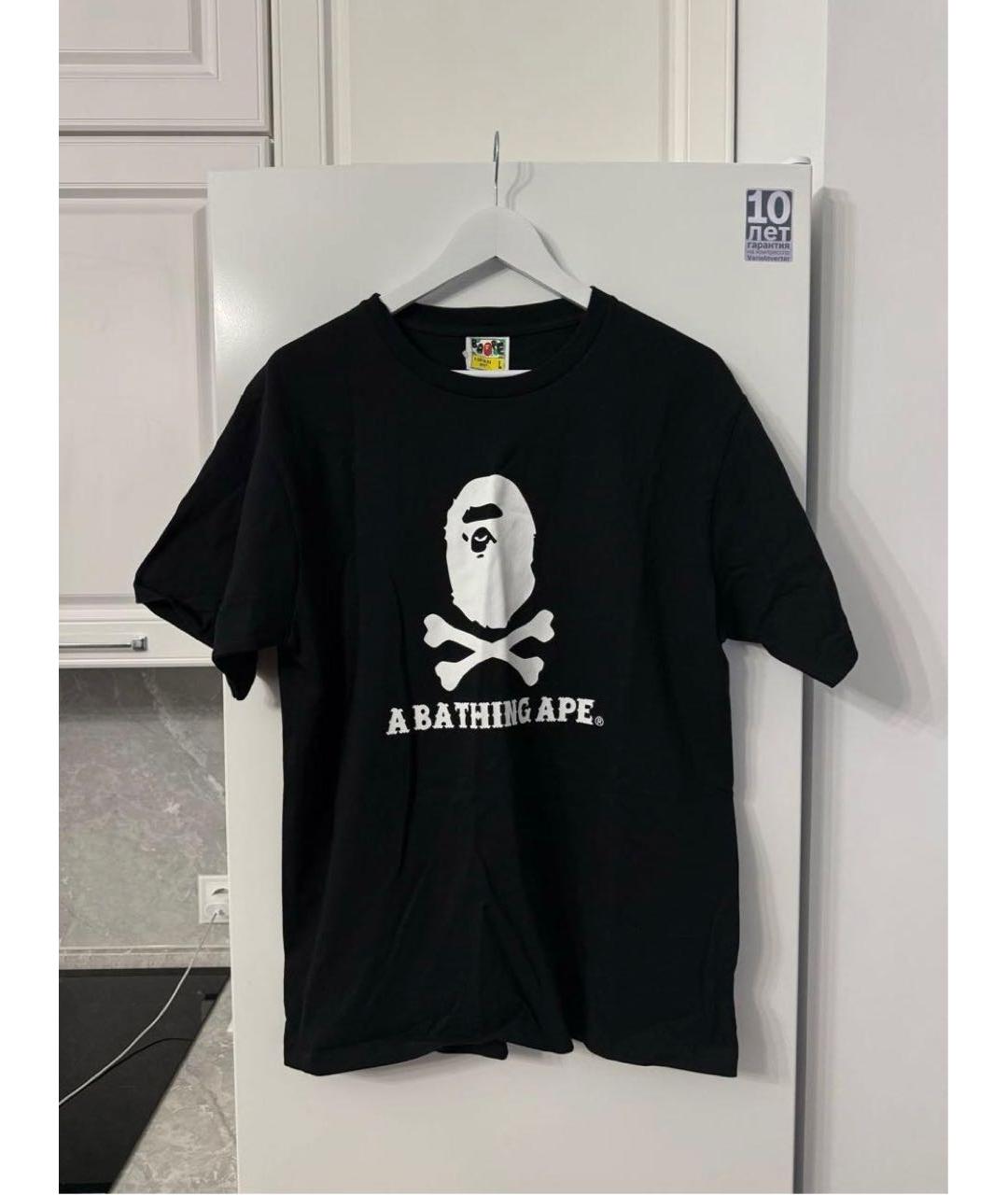 A BATHING APE Черная хлопковая футболка, фото 2