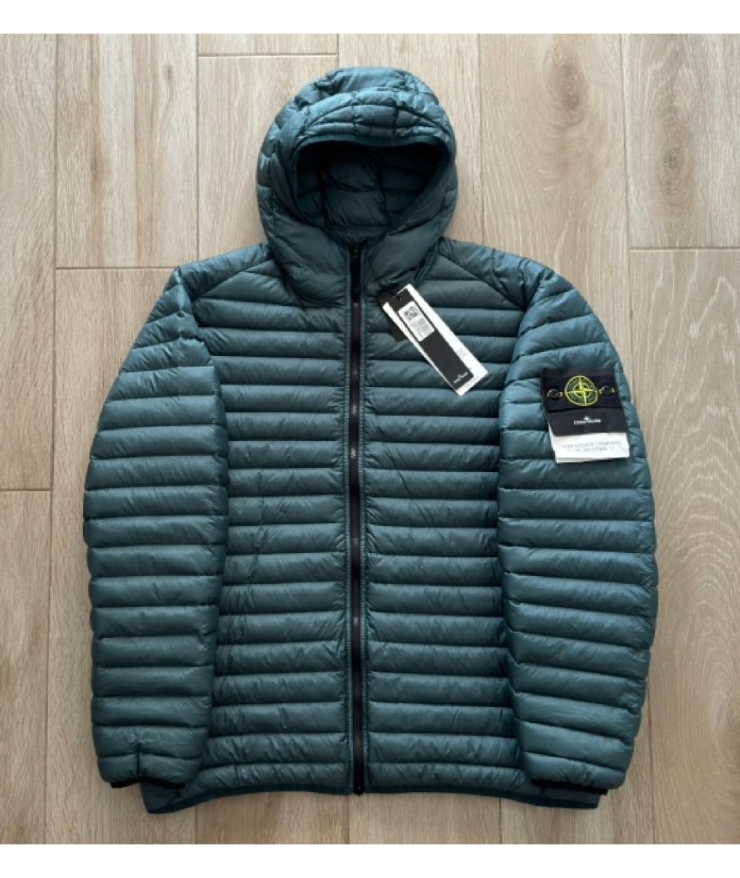 STONE ISLAND Зеленый полиамидовый пуховик, фото 2