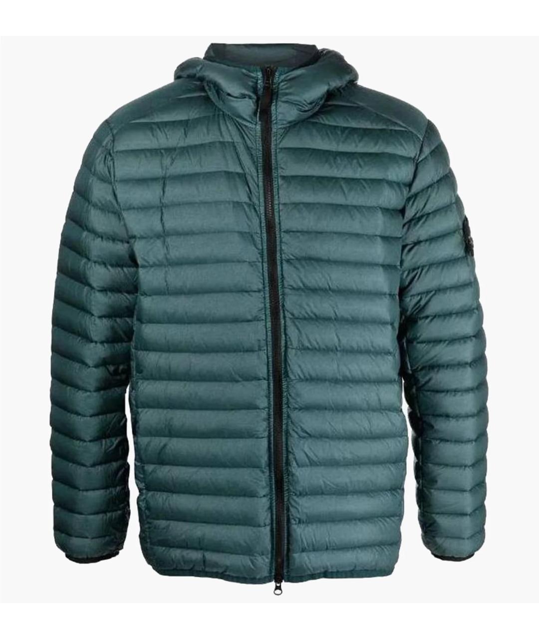 STONE ISLAND Зеленый полиамидовый пуховик, фото 8