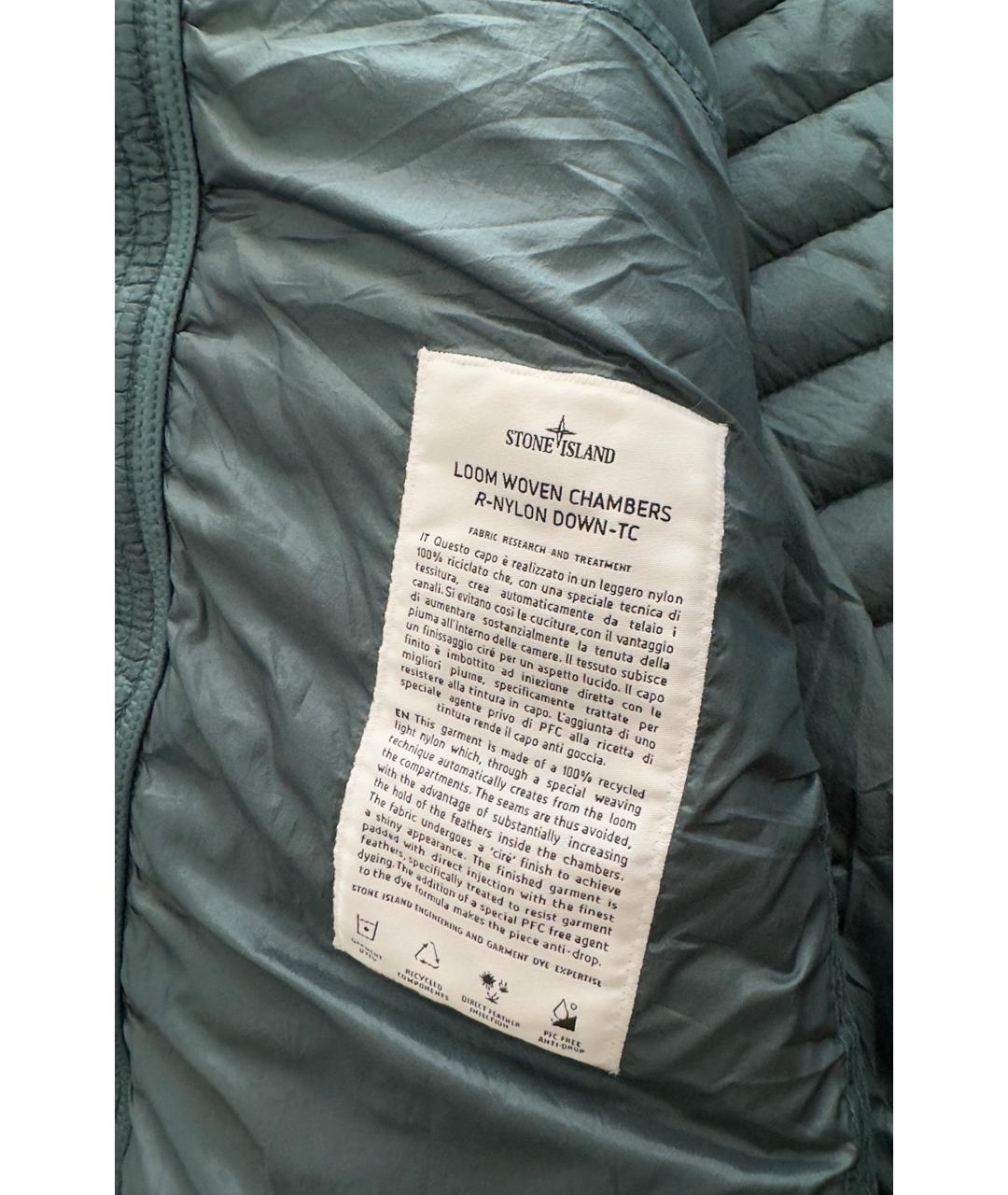 STONE ISLAND Зеленый полиамидовый пуховик, фото 6