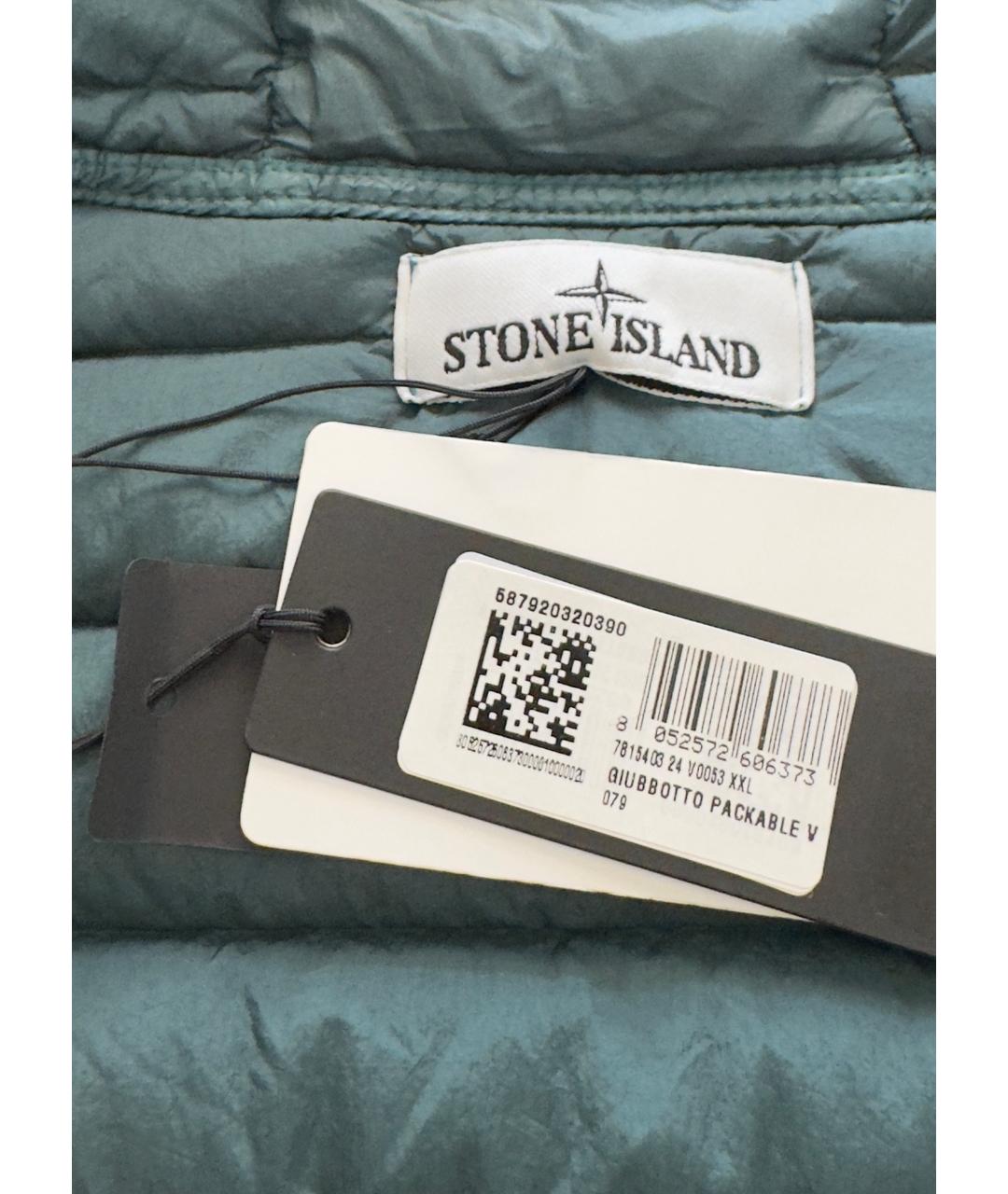 STONE ISLAND Зеленый полиамидовый пуховик, фото 5