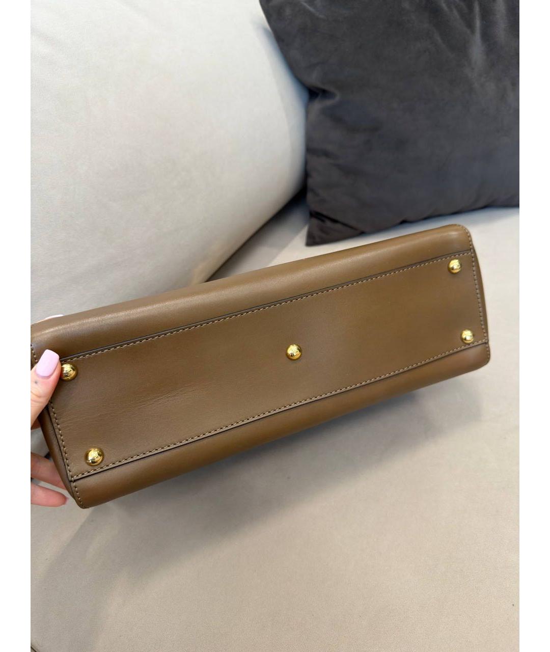 FENDI Коричневая кожаная сумка с короткими ручками, фото 4