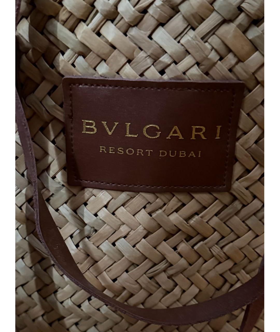 BVLGARI Бежевая пелетеная пляжная сумка, фото 6