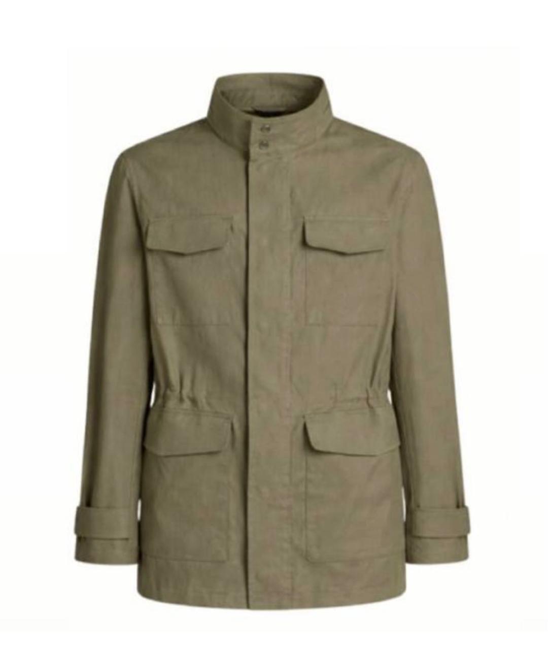 KITON Хаки льняная куртка, фото 9