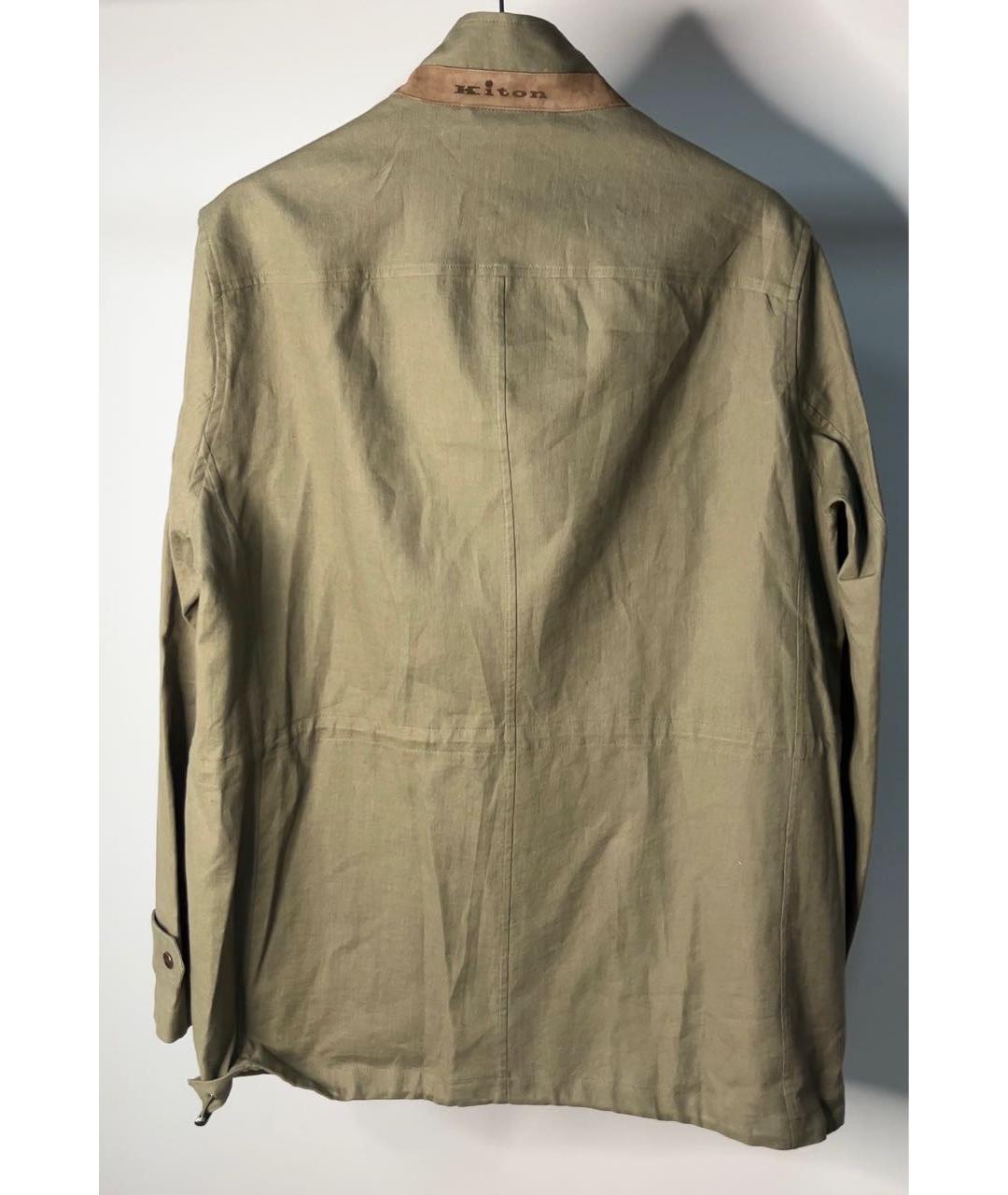 KITON Хаки льняная куртка, фото 2