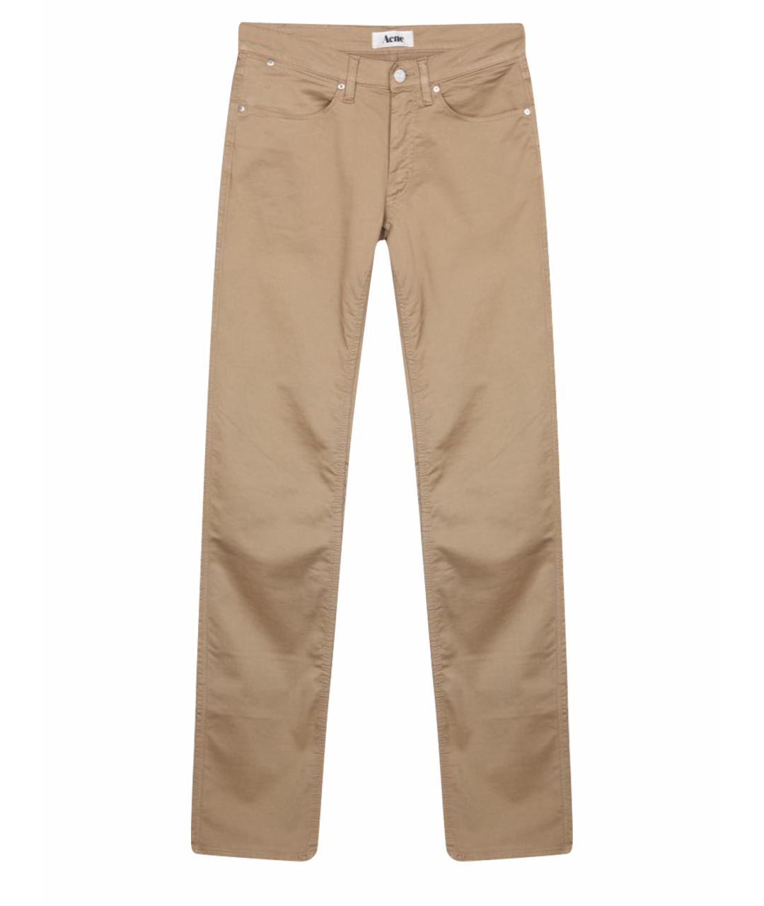 ACNE STUDIOS Бежевые хлопко-эластановые повседневные брюки, фото 1