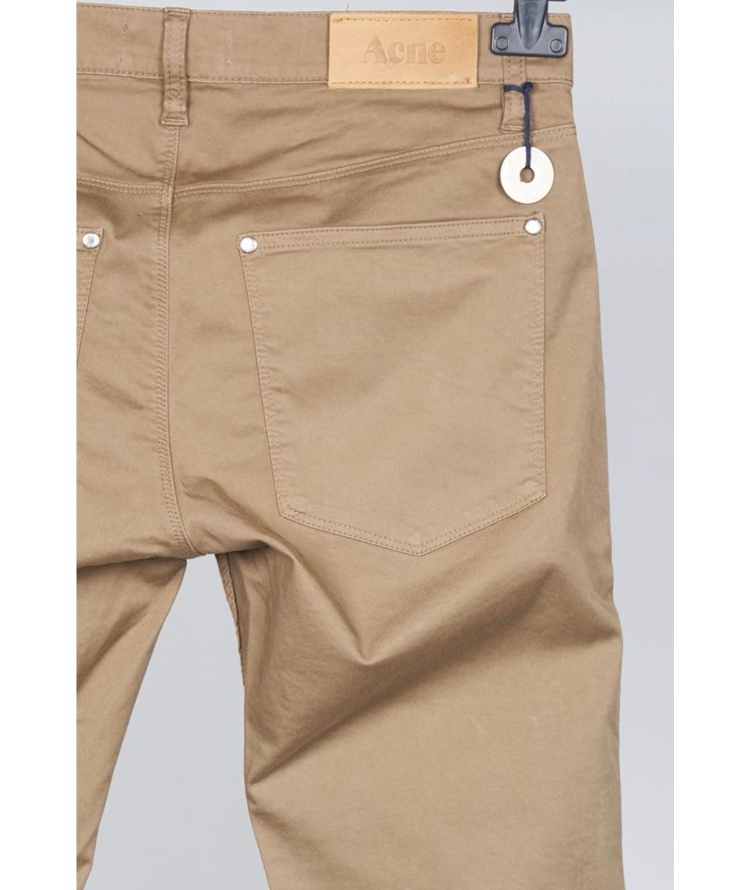 ACNE STUDIOS Бежевые хлопко-эластановые повседневные брюки, фото 3