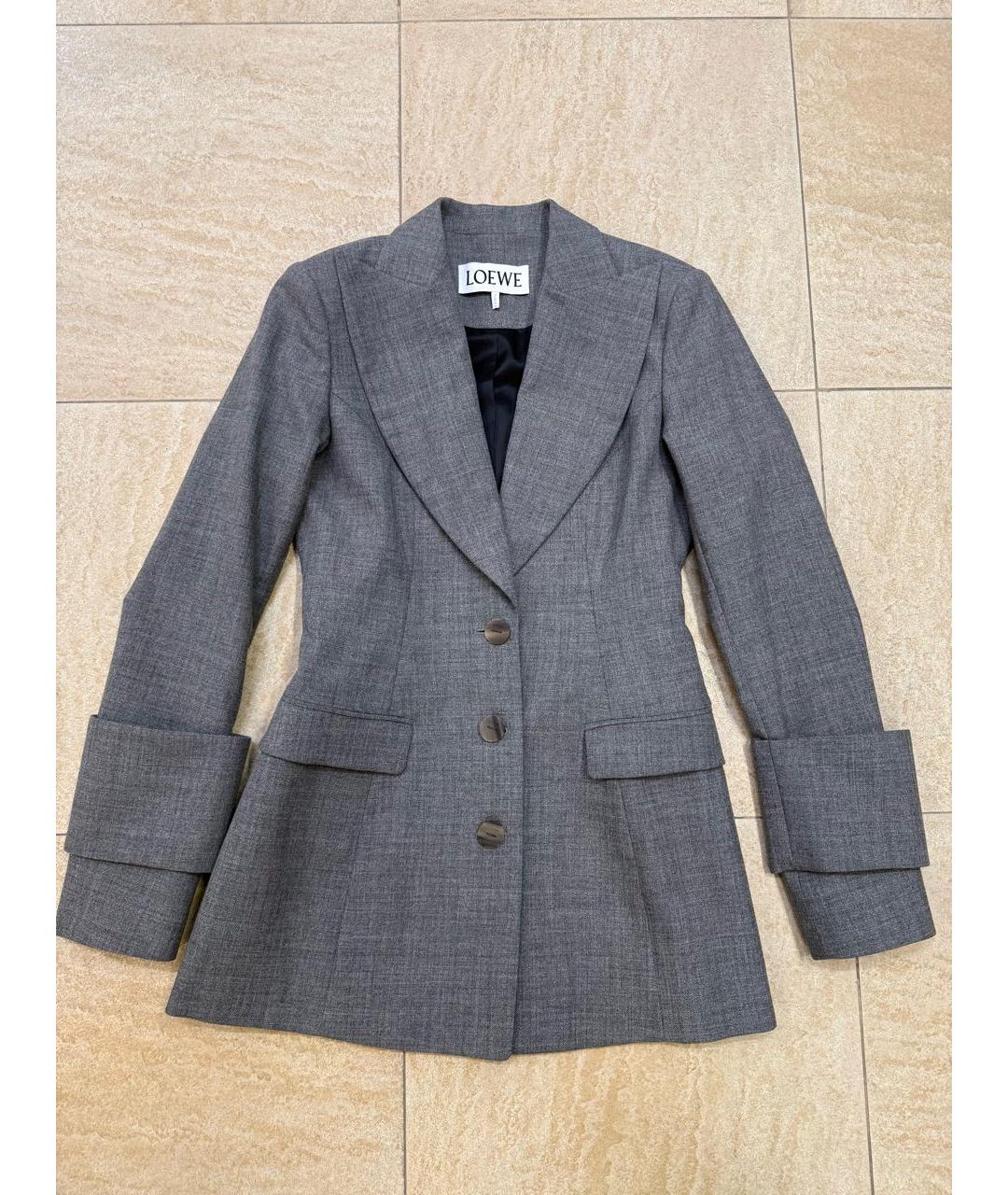 LOEWE Серый шерстяной костюм с брюками, фото 2