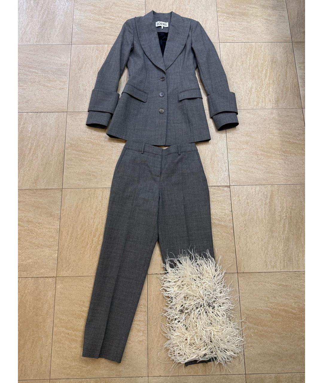 LOEWE Серый шерстяной костюм с брюками, фото 9