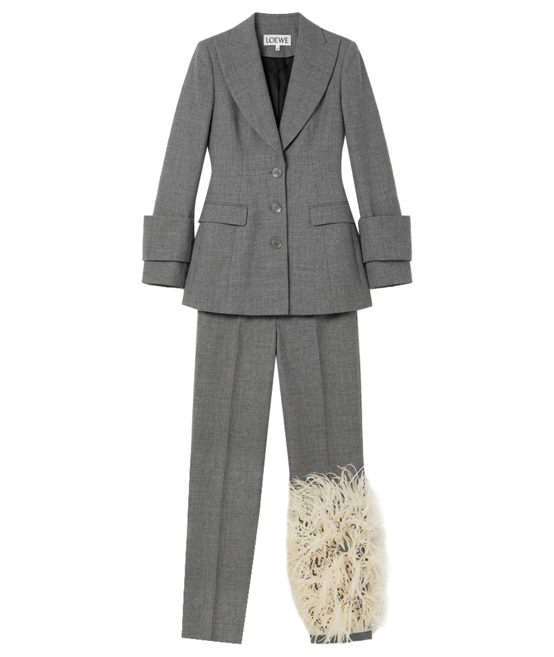 LOEWE Серый шерстяной костюм с брюками, фото 1