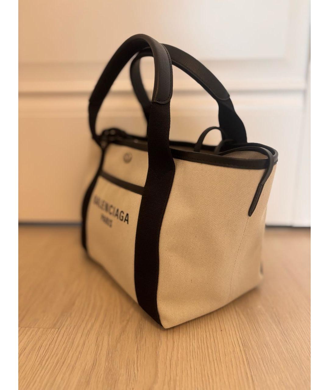 BALENCIAGA Бежевая хлопковая сумка тоут, фото 2