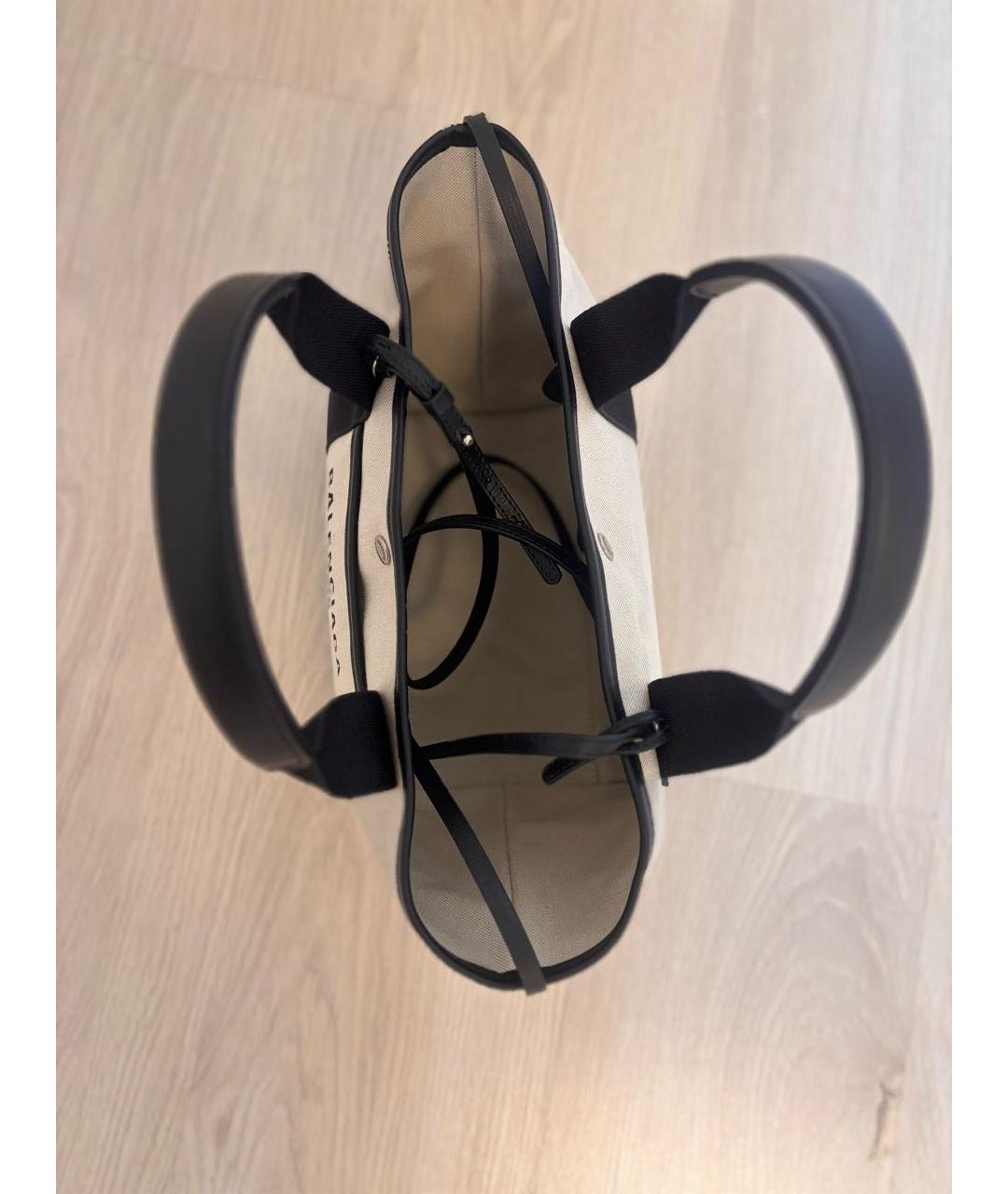 BALENCIAGA Бежевая хлопковая сумка тоут, фото 4