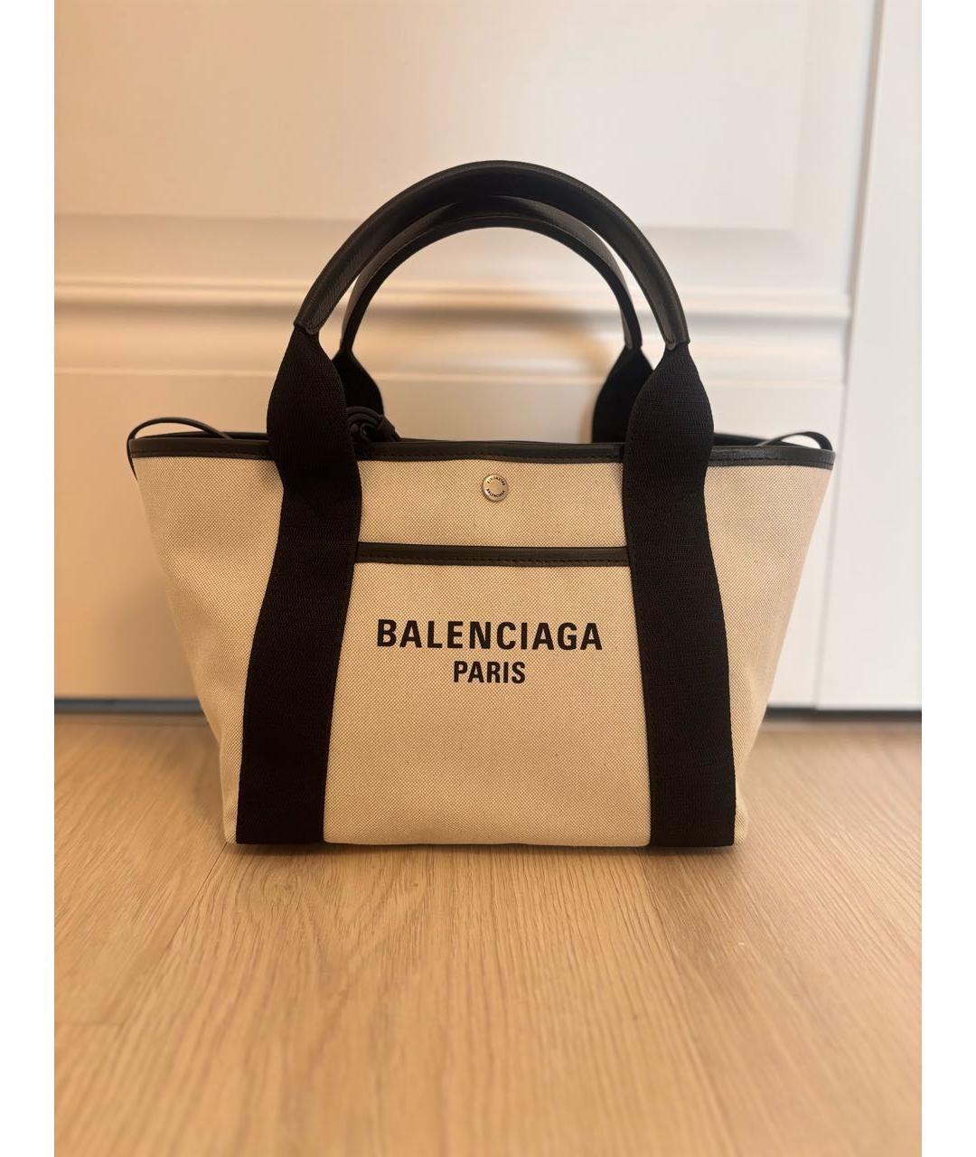 BALENCIAGA Бежевая хлопковая сумка тоут, фото 5