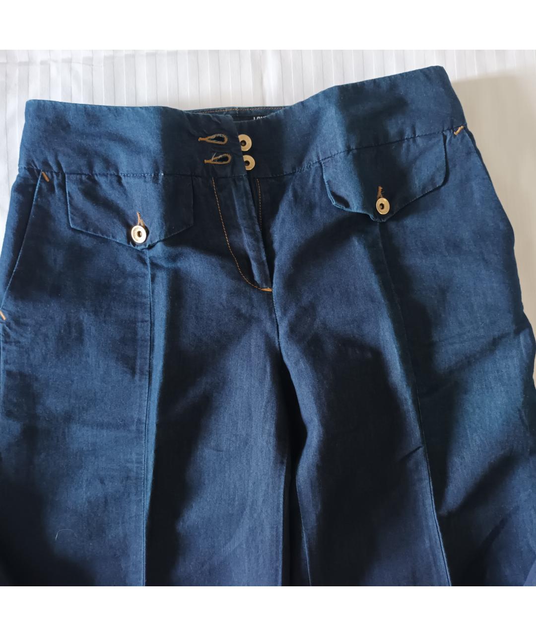 LOVE MOSCHINO Синие хлопковые брюки широкие, фото 3