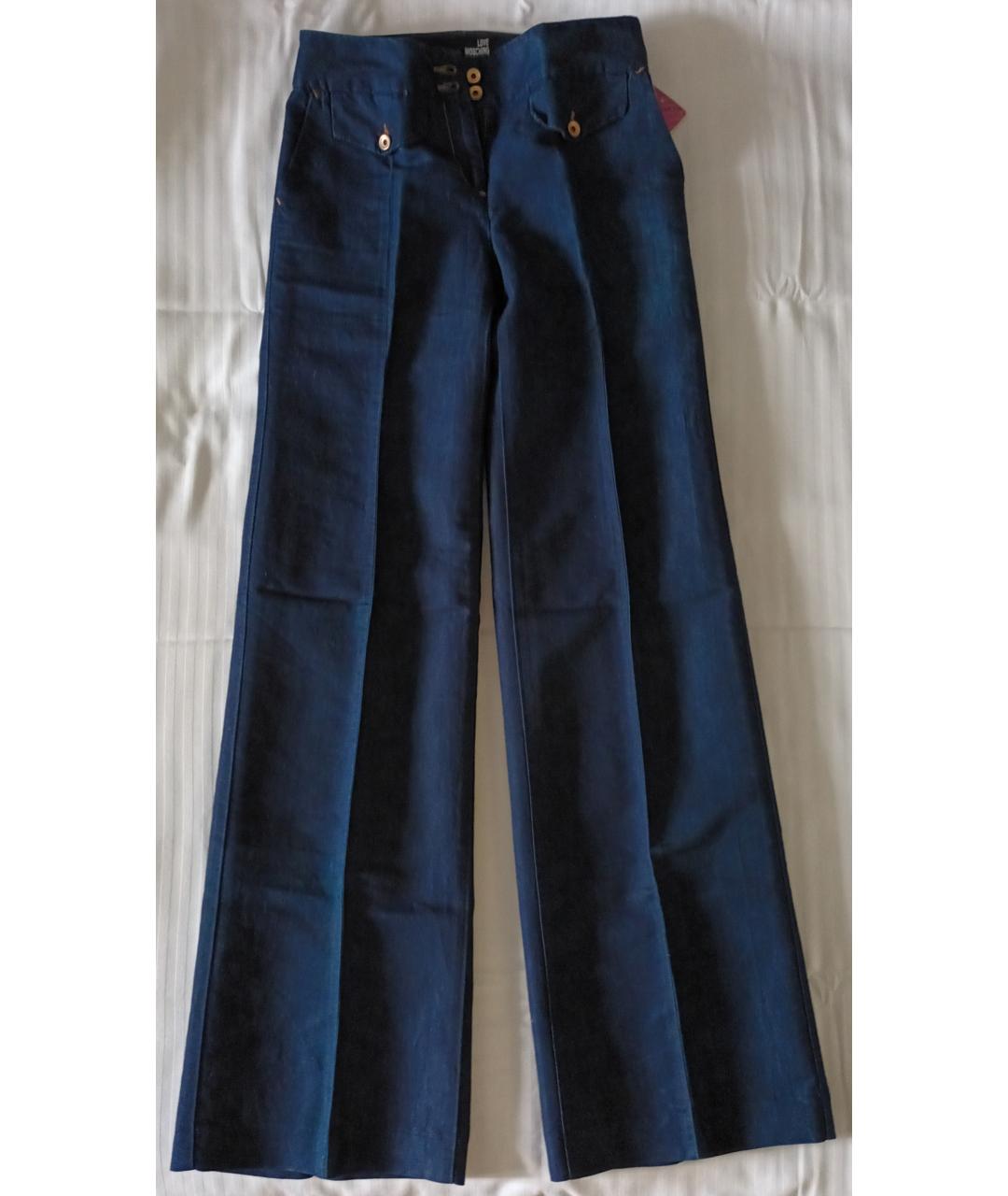 LOVE MOSCHINO Синие хлопковые брюки широкие, фото 6