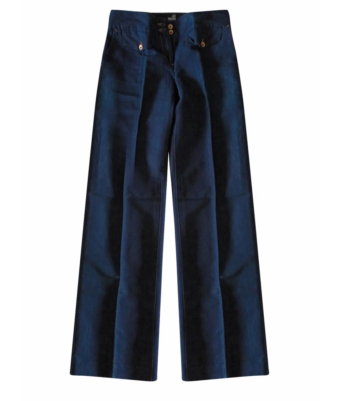 LOVE MOSCHINO Синие хлопковые брюки широкие, фото 1
