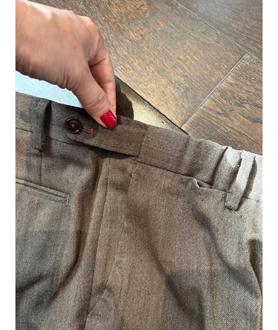 CAROLINA HERRERA Коричневые шерстяные классические брюки, фото 6