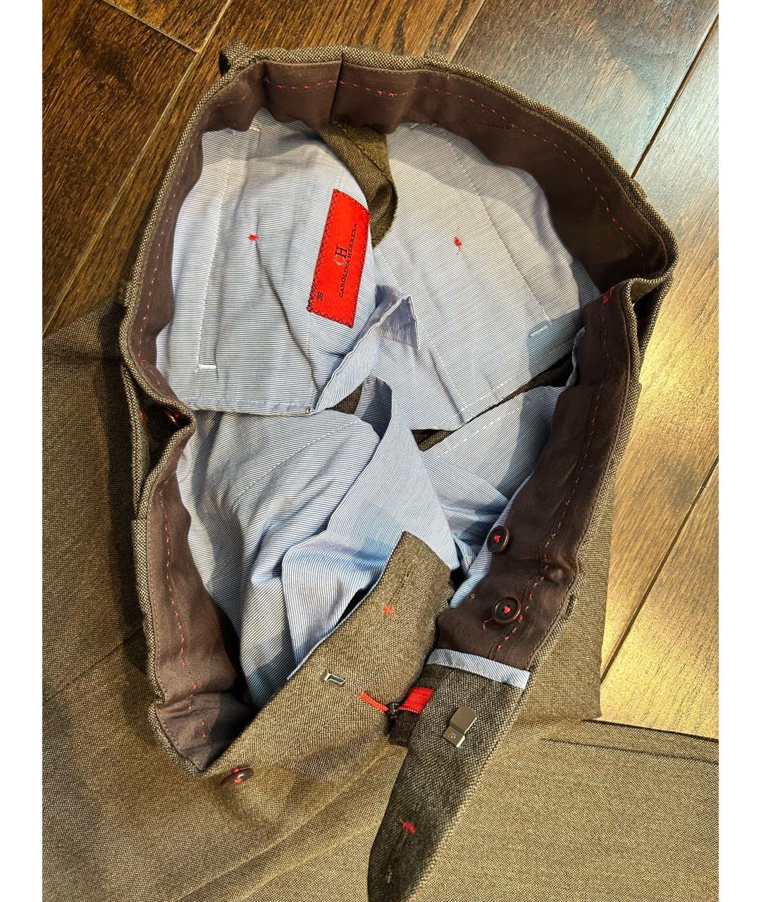 CAROLINA HERRERA Коричневые шерстяные классические брюки, фото 7