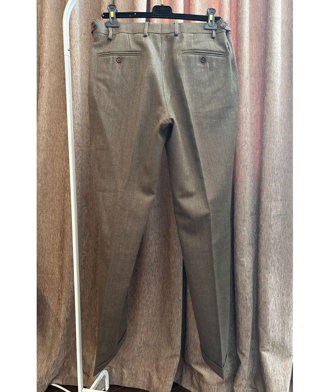 CAROLINA HERRERA Коричневые шерстяные классические брюки, фото 2