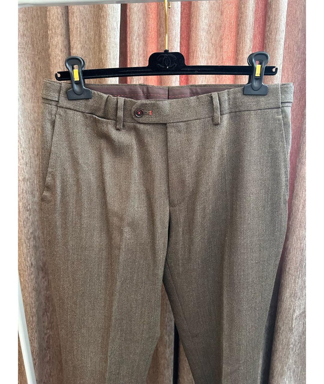 CAROLINA HERRERA Коричневые шерстяные классические брюки, фото 5