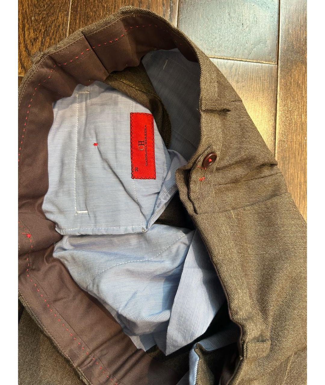 CAROLINA HERRERA Коричневые шерстяные классические брюки, фото 3