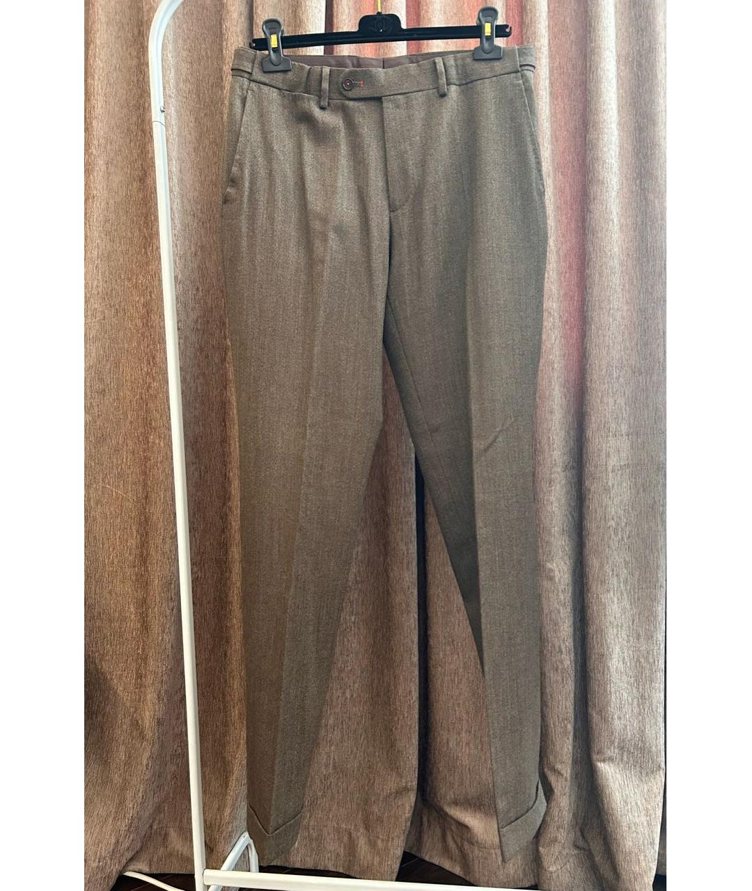 CAROLINA HERRERA Коричневые шерстяные классические брюки, фото 9