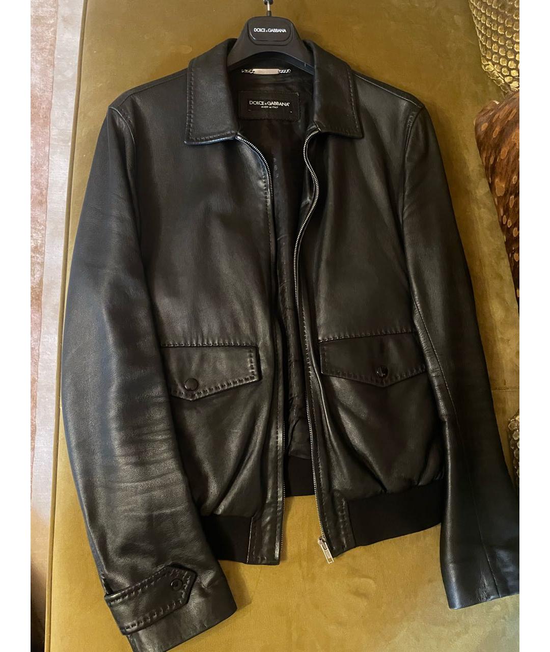 DOLCE&GABBANA Черная кожаная куртка, фото 5