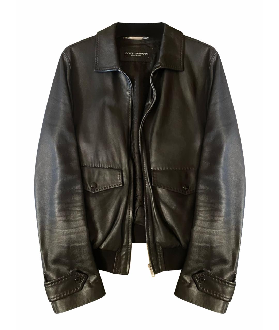 DOLCE&GABBANA Черная кожаная куртка, фото 1
