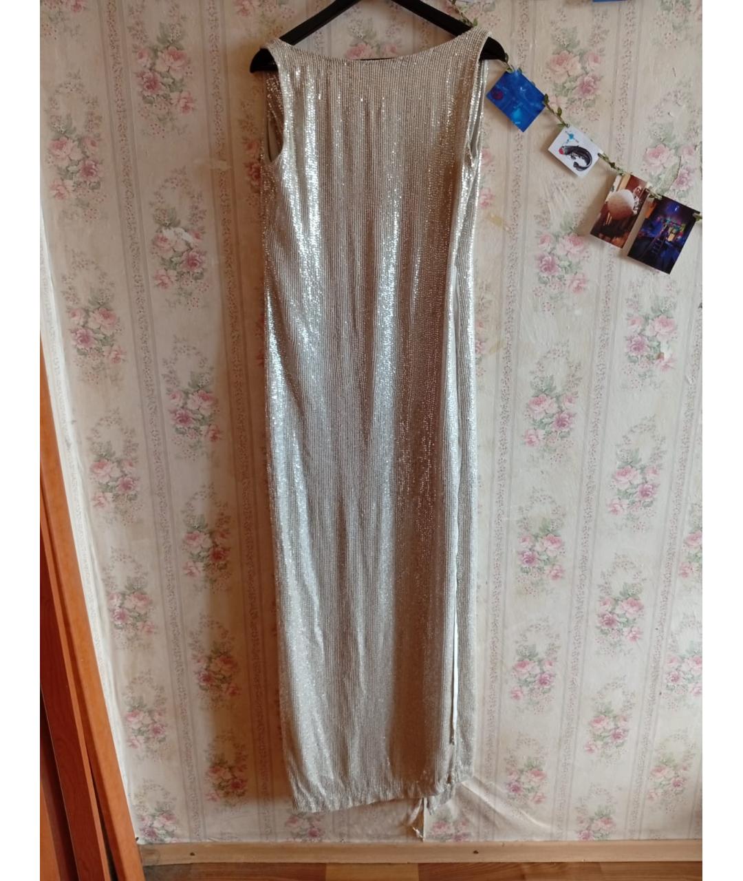 DIANE VON FURSTENBERG Серебряное шелковое вечернее платье, фото 2