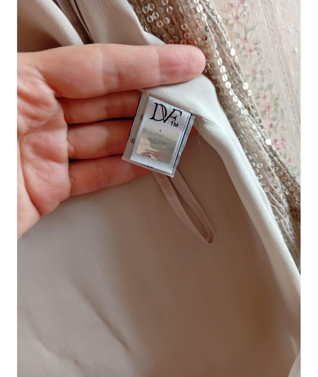 DIANE VON FURSTENBERG Серебряное шелковое вечернее платье, фото 4