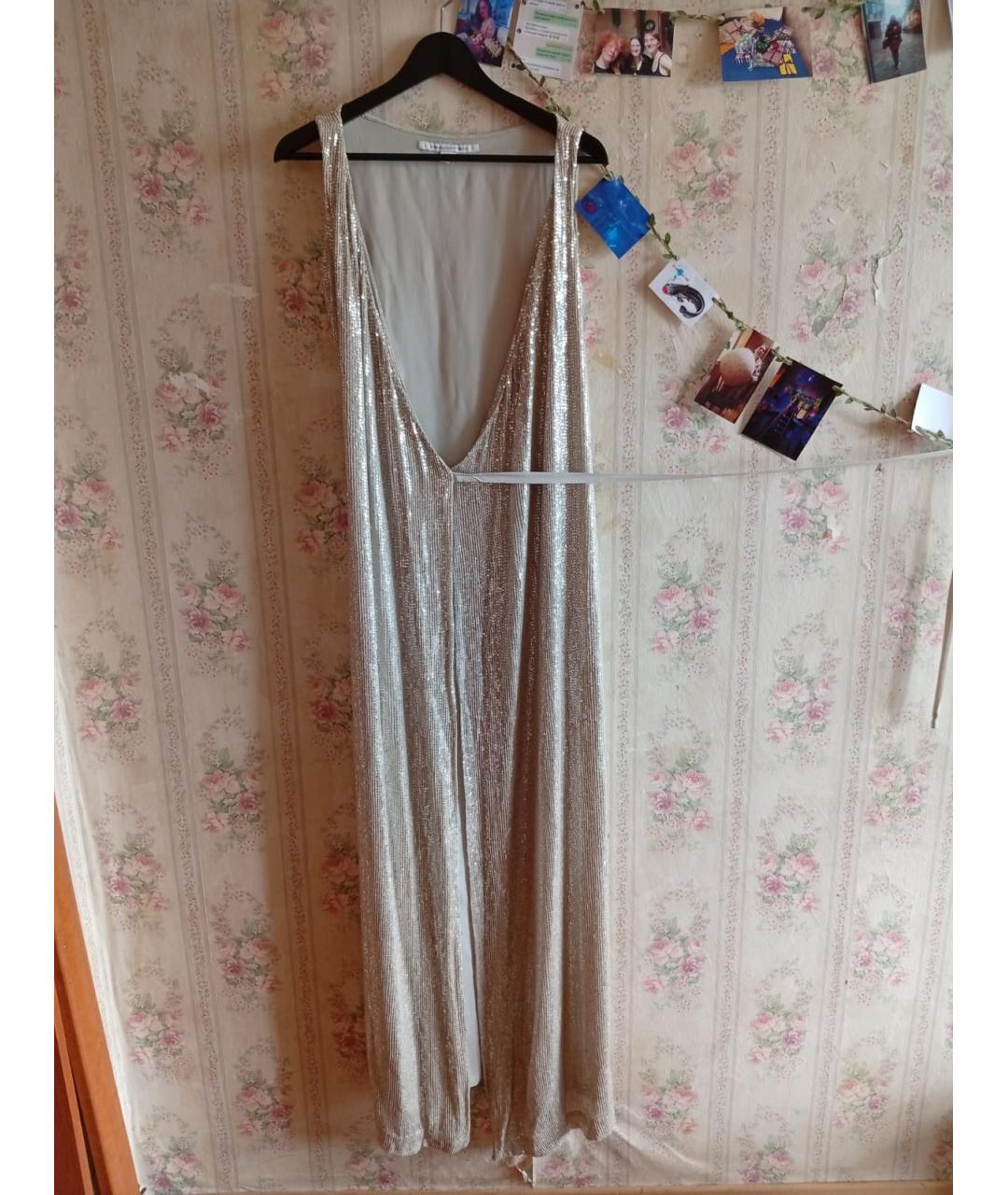 DIANE VON FURSTENBERG Серебряное шелковое вечернее платье, фото 8