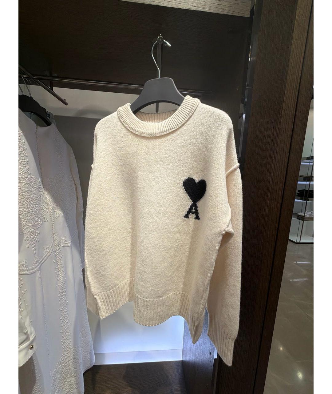 AMI ALEXANDRE MATTIUSSI Белый шерстяной джемпер / свитер, фото 5