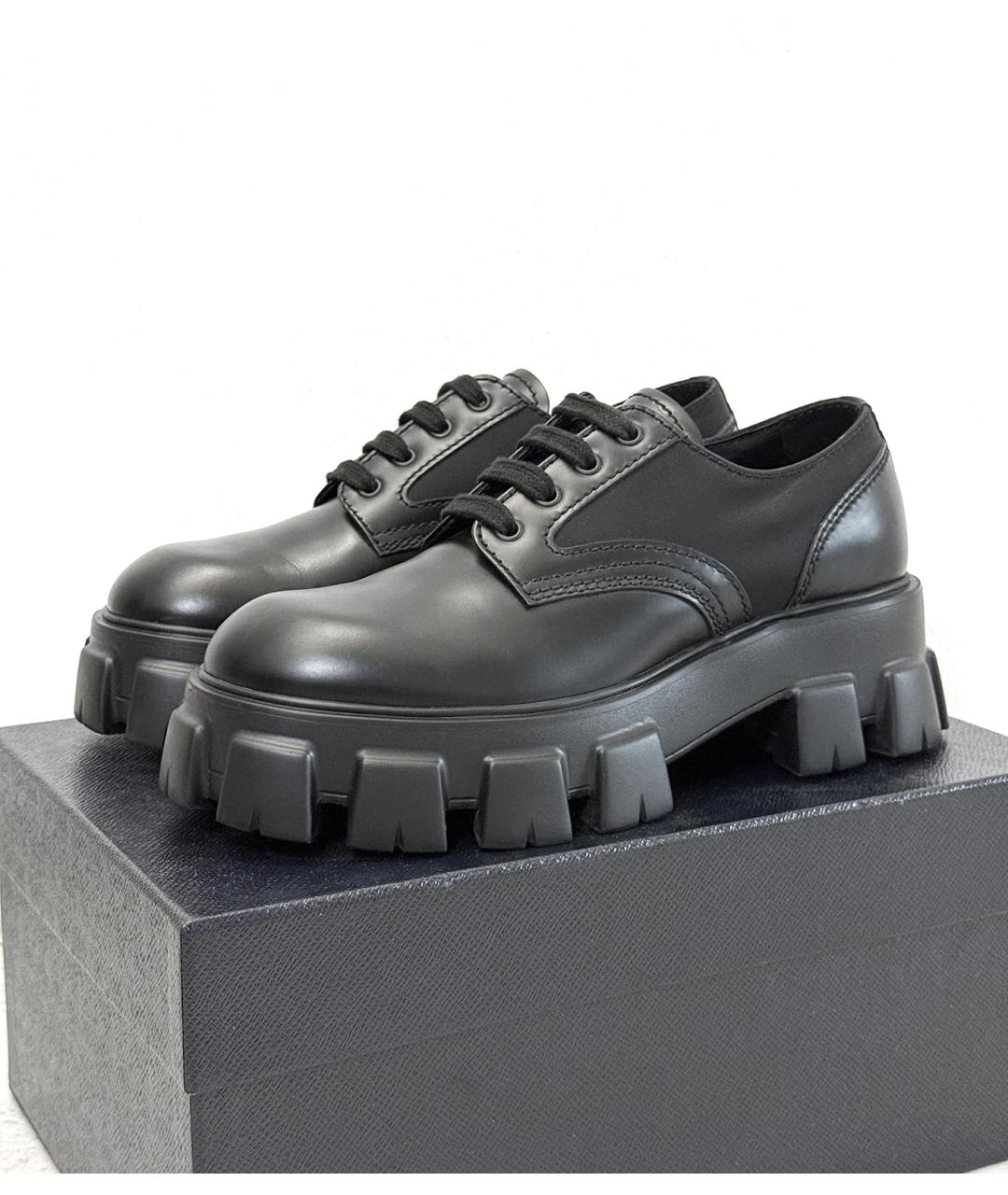 PRADA Черные кожаные ботинки, фото 4