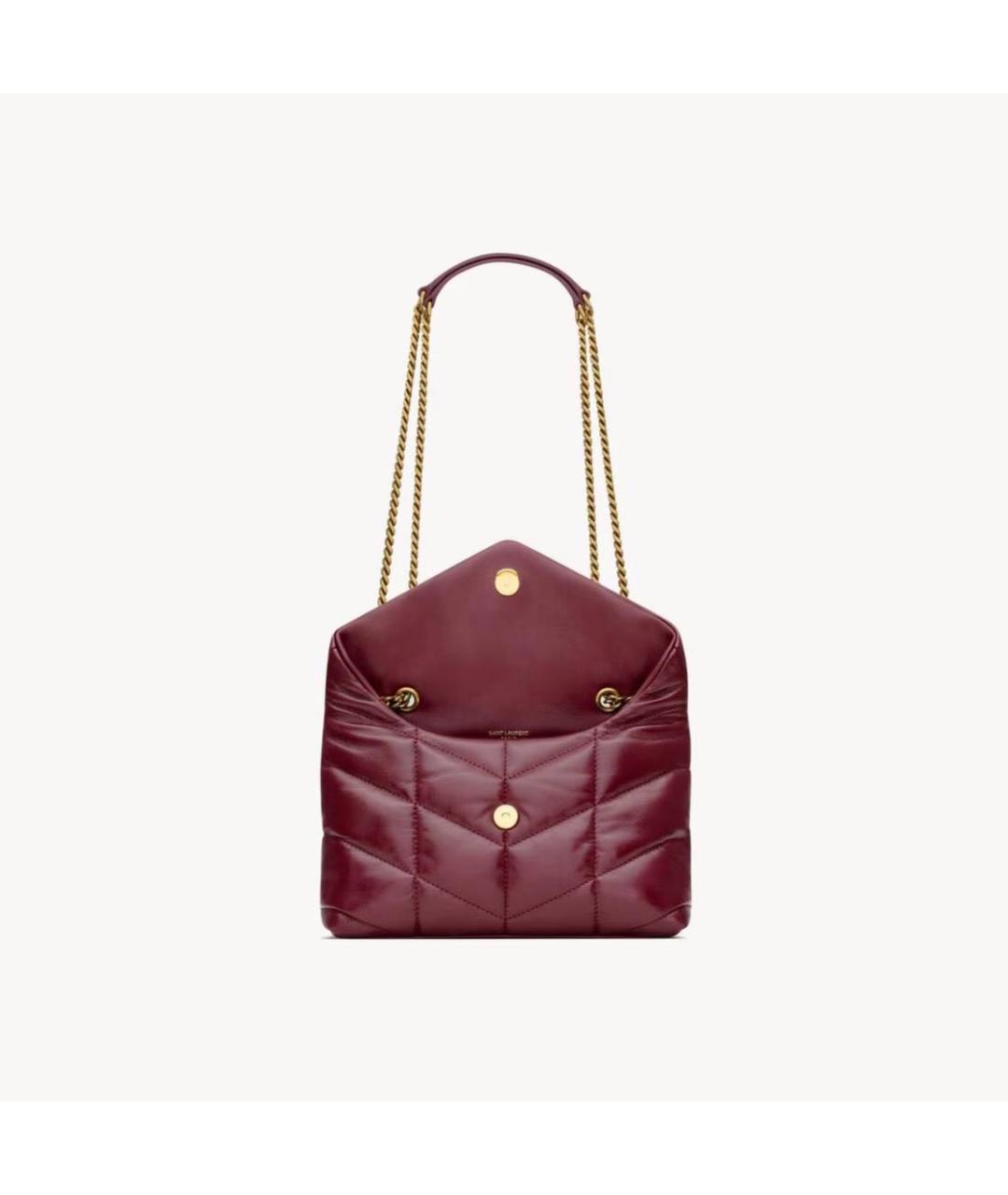 SAINT LAURENT Бордовая кожаная сумка через плечо, фото 3