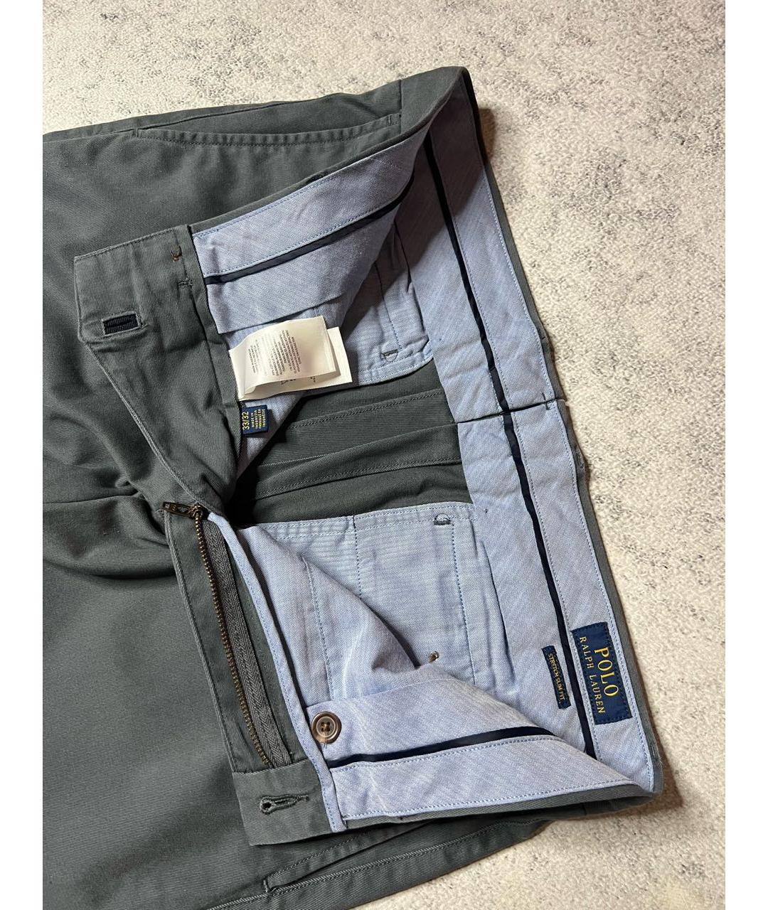 RALPH LAUREN Серые хлопковые брюки чинос, фото 7