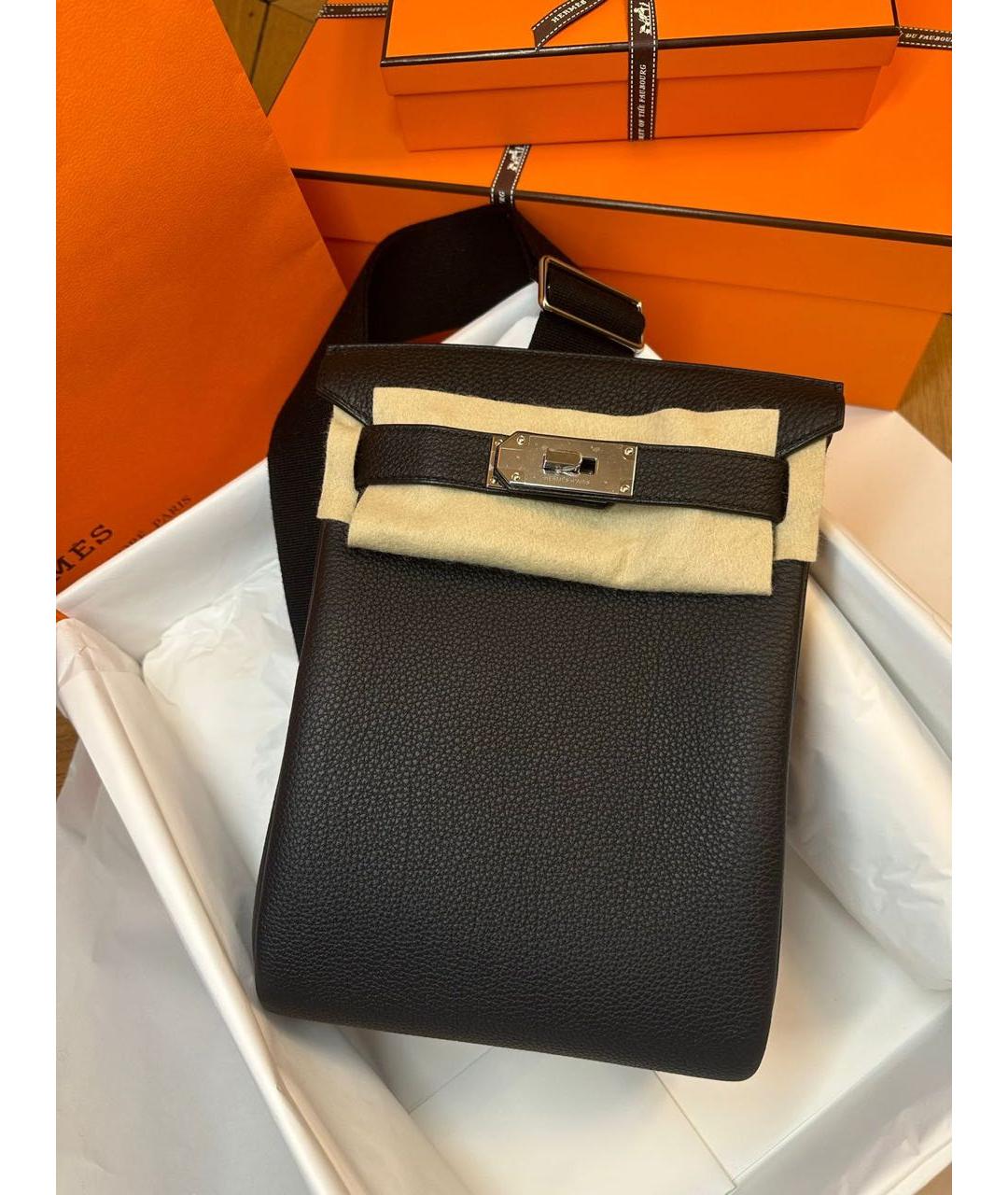 HERMES Черный кожаный рюкзак, фото 2